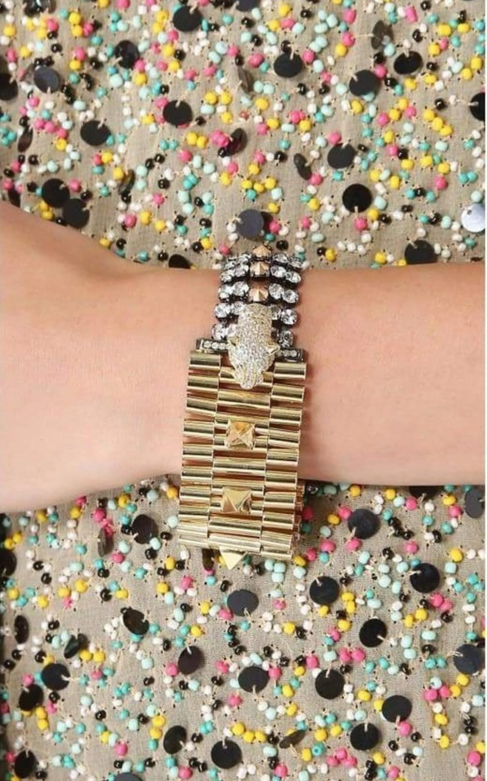 Cheetah Head Crystal Bracelet
