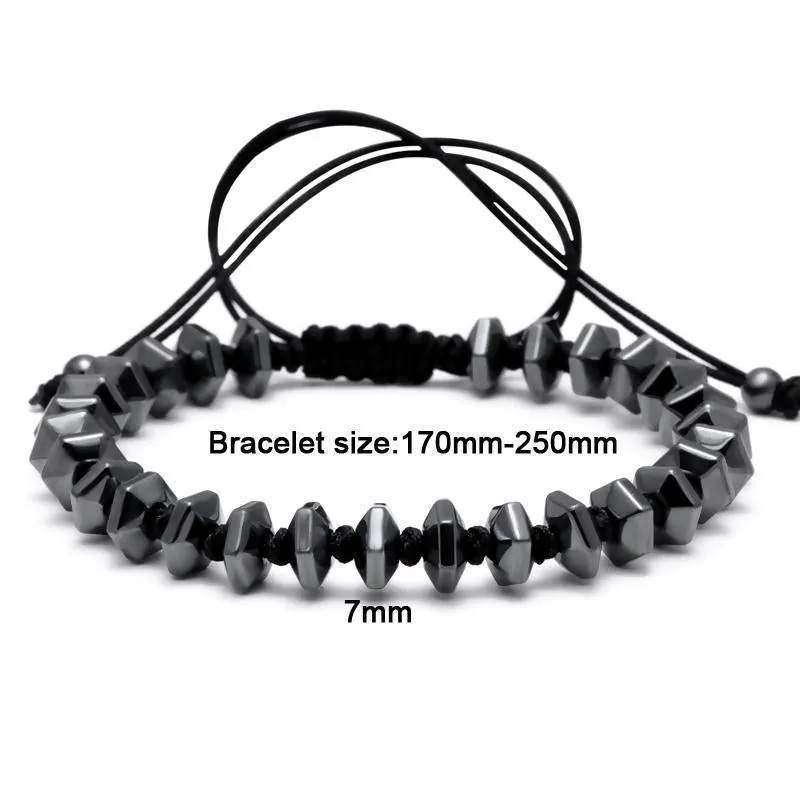 Chipped Hematite Onyx Black Macrame Bracelet