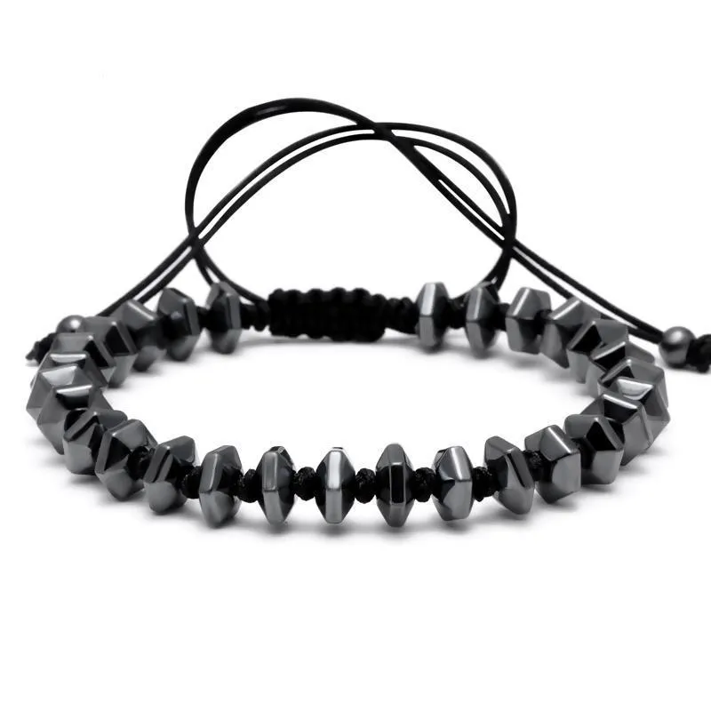 Chipped Hematite Onyx Black Macrame Bracelet