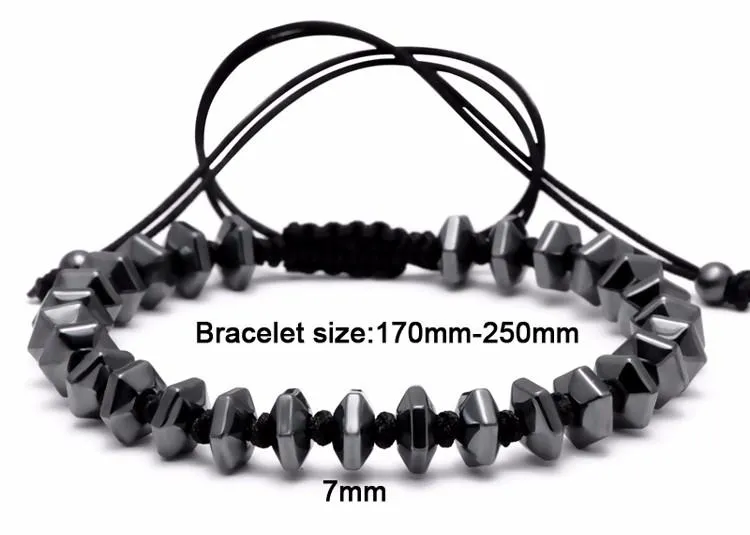 Chipped Hematite Onyx Black Macrame Bracelet
