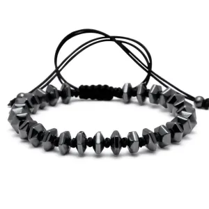 Chipped Hematite Onyx Black Macrame Bracelet
