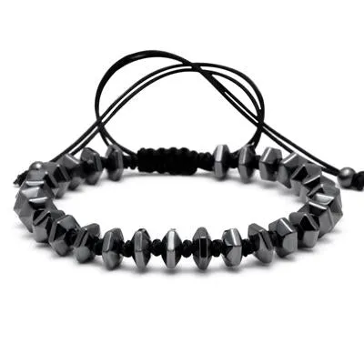 Chipped Hematite Onyx Black Macrame Bracelet