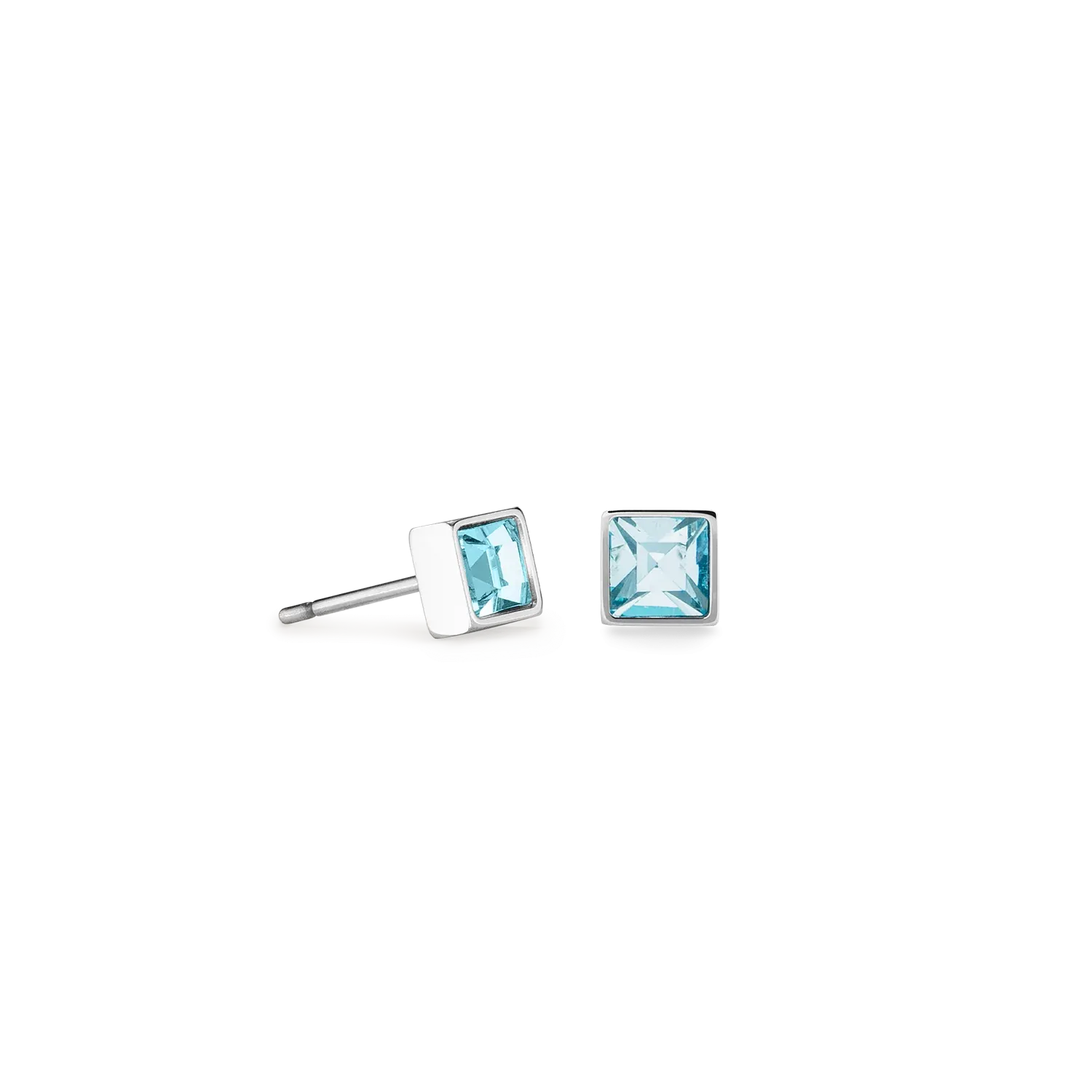 Coeur De Lion 0501EBL Brilliant Square Aqua Crystal Stud  Earrings