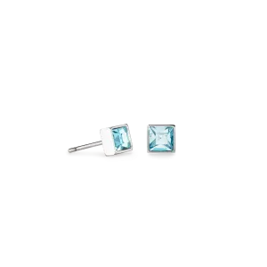 Coeur De Lion 0501EBL Brilliant Square Aqua Crystal Stud  Earrings