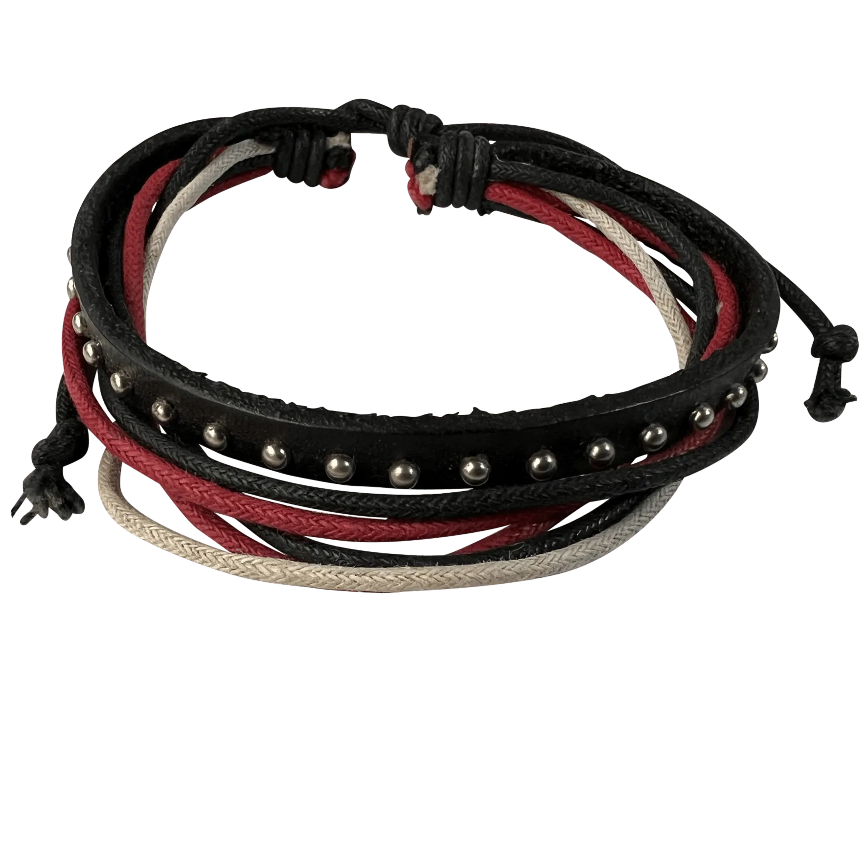 Cotton Studded Leather Bracelet Wristband Bangle Mens Womens Boys Girl Jewellery