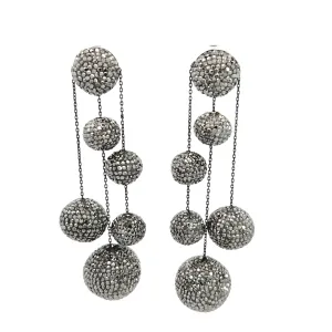 Crystal Ball 925 Sterling Silver Dangling Statement Earrings