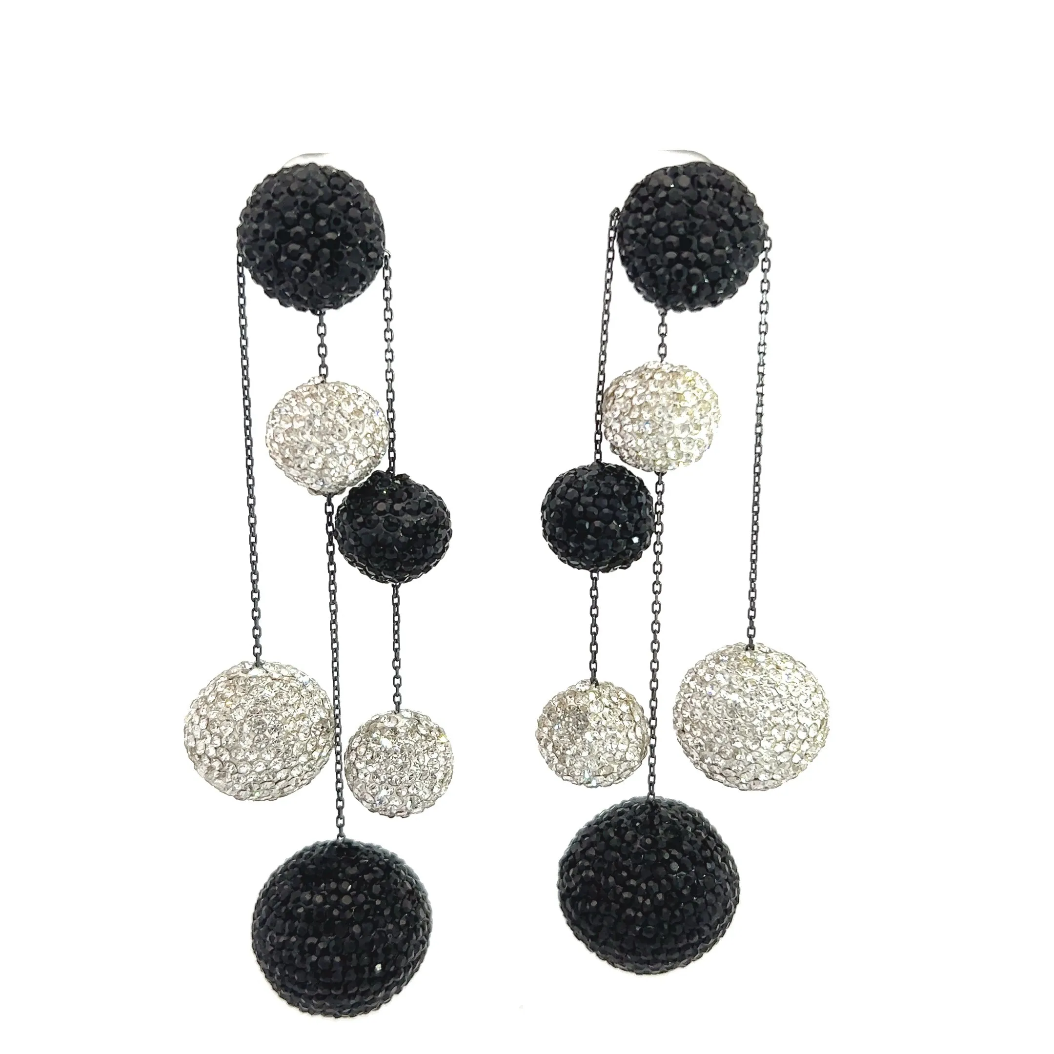 Crystal Ball 925 Sterling Silver Dangling Statement Earrings
