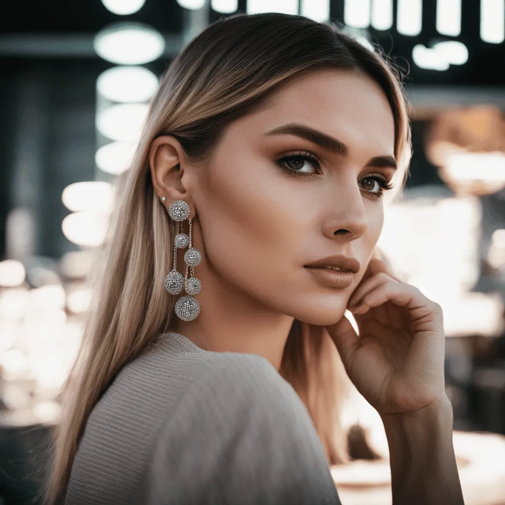Crystal Ball 925 Sterling Silver Dangling Statement Earrings