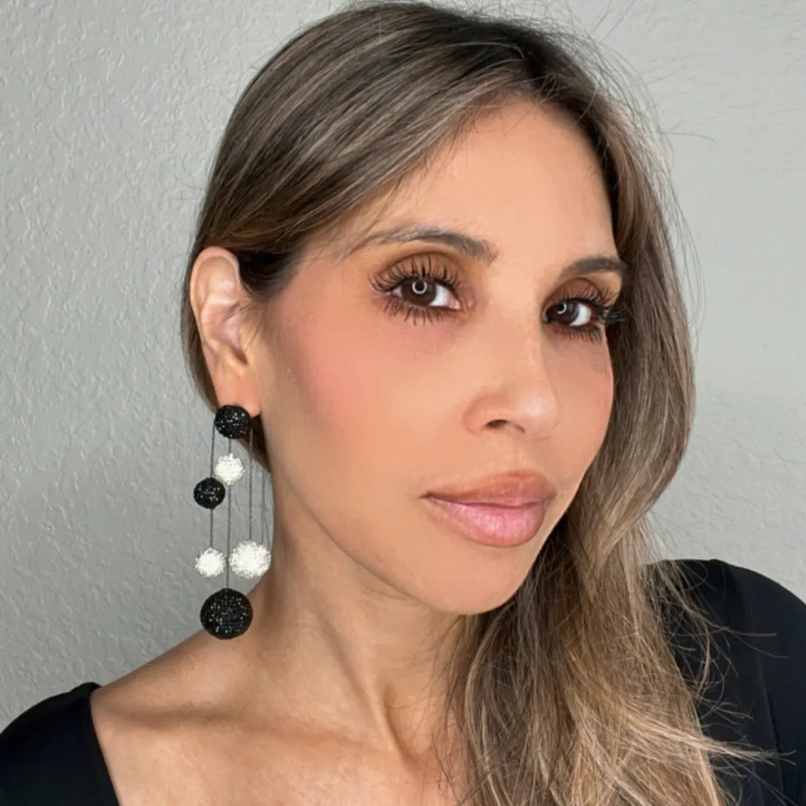 Crystal Ball 925 Sterling Silver Dangling Statement Earrings