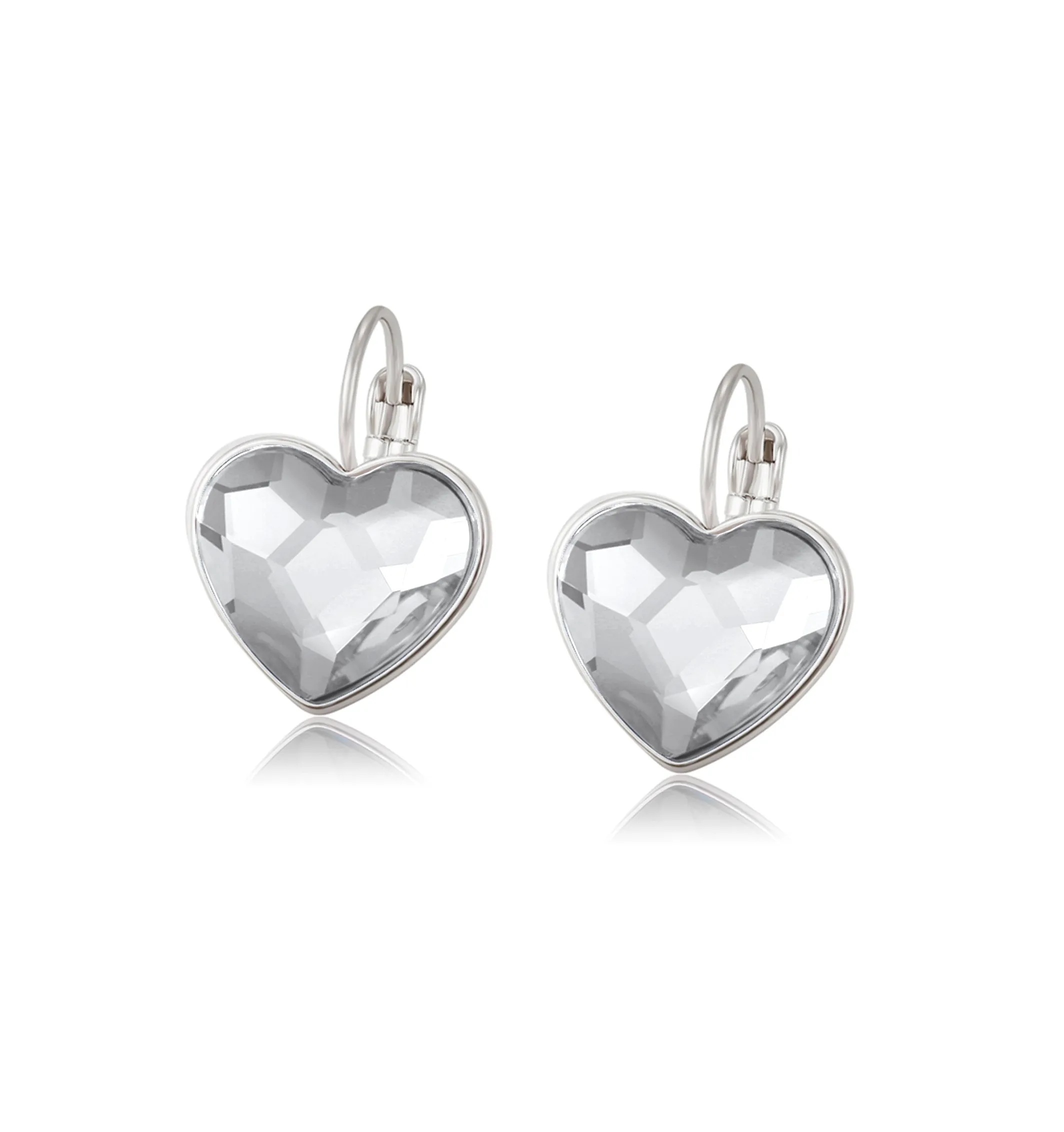 Crystal Heart Leverback Earrings
