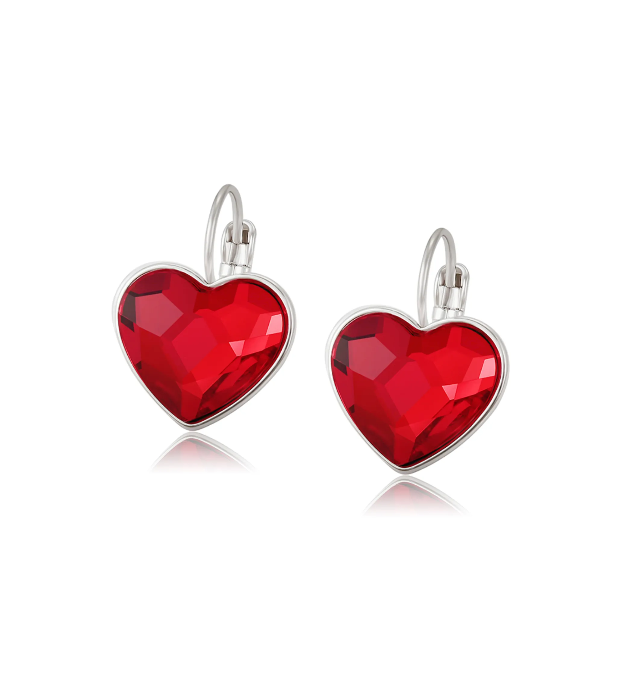 Crystal Heart Leverback Earrings