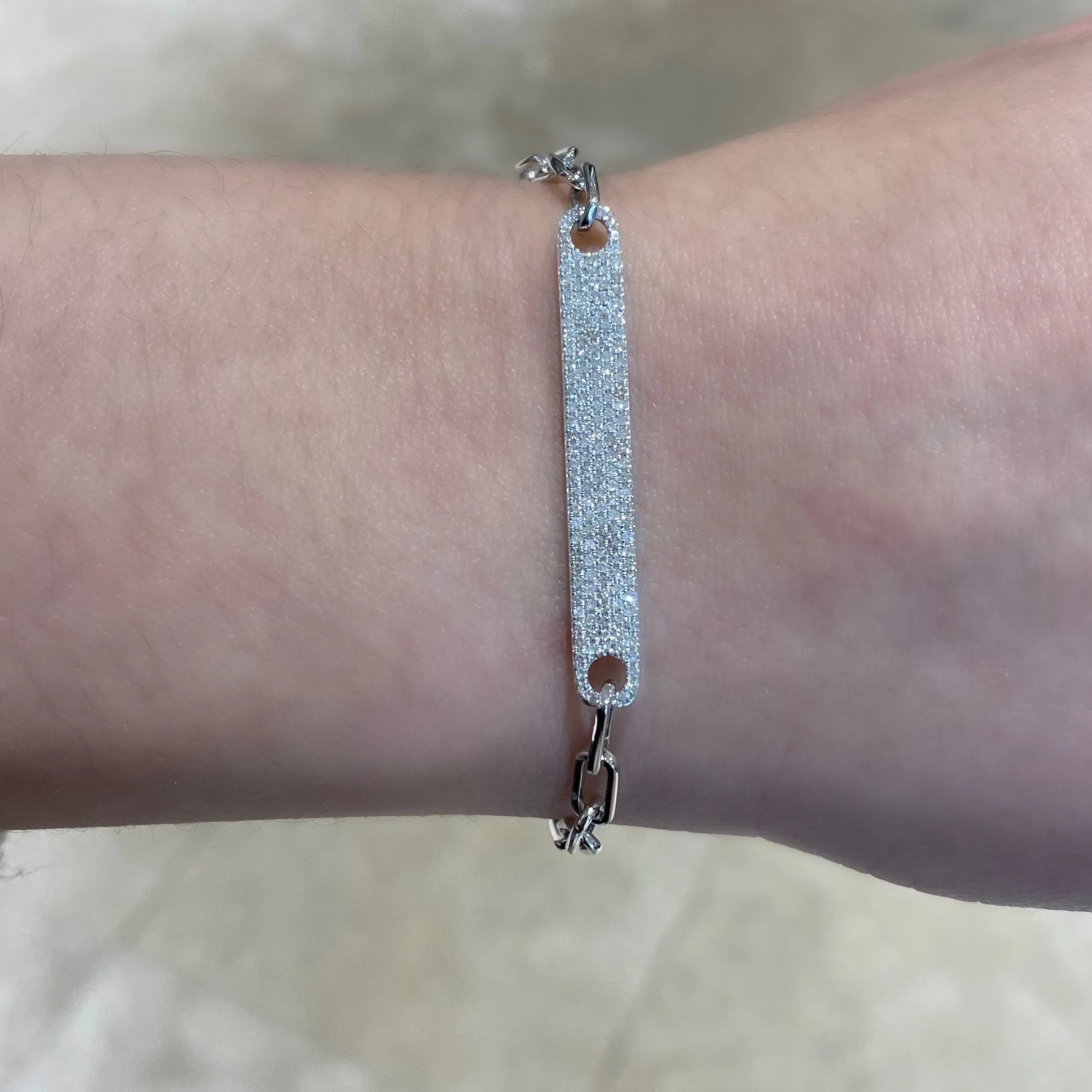 Diamond Bar Wide Link Bracelet
