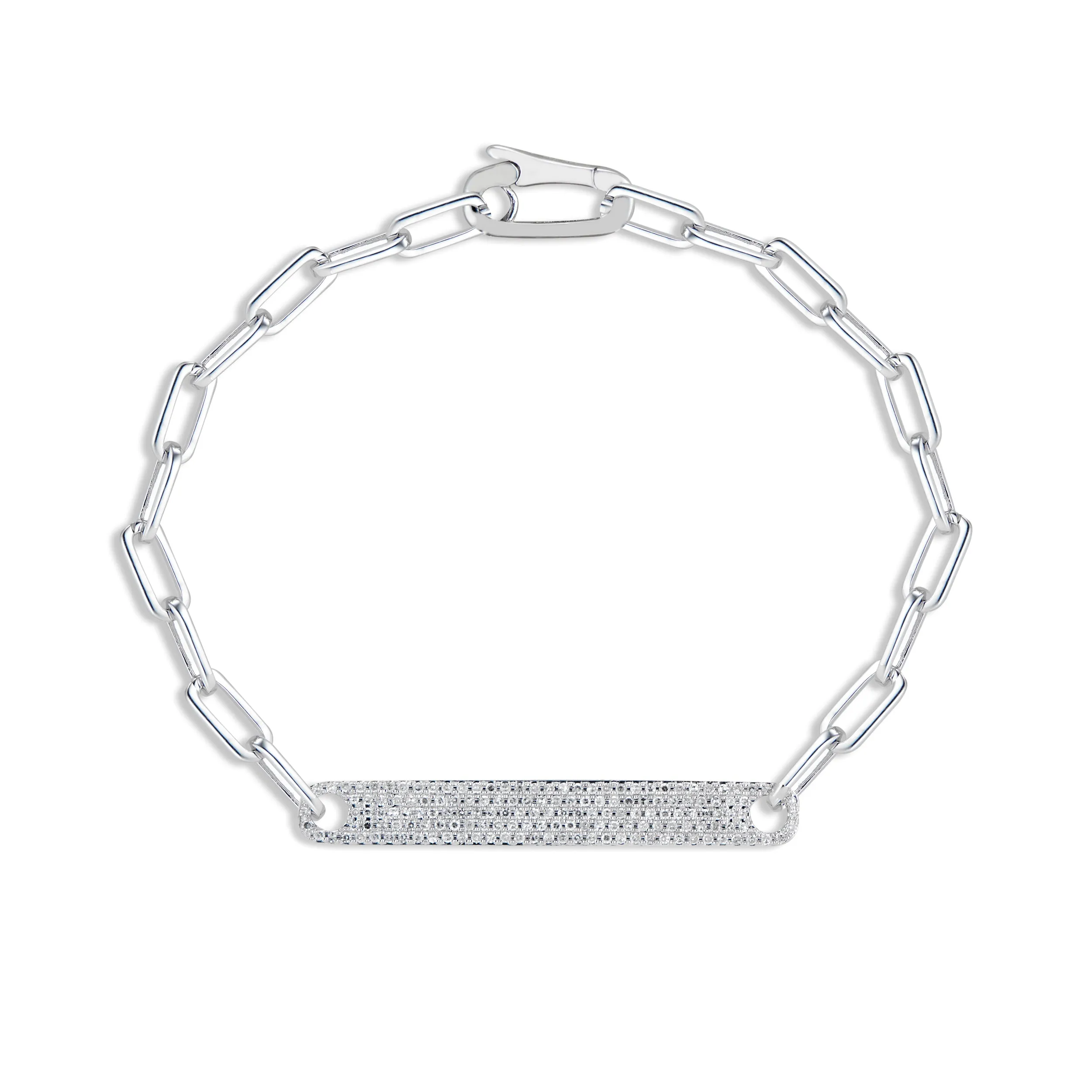 Diamond Bar Wide Link Bracelet