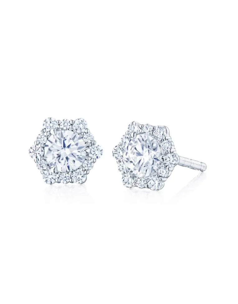 Diamond Hexagonal Stud Earrings