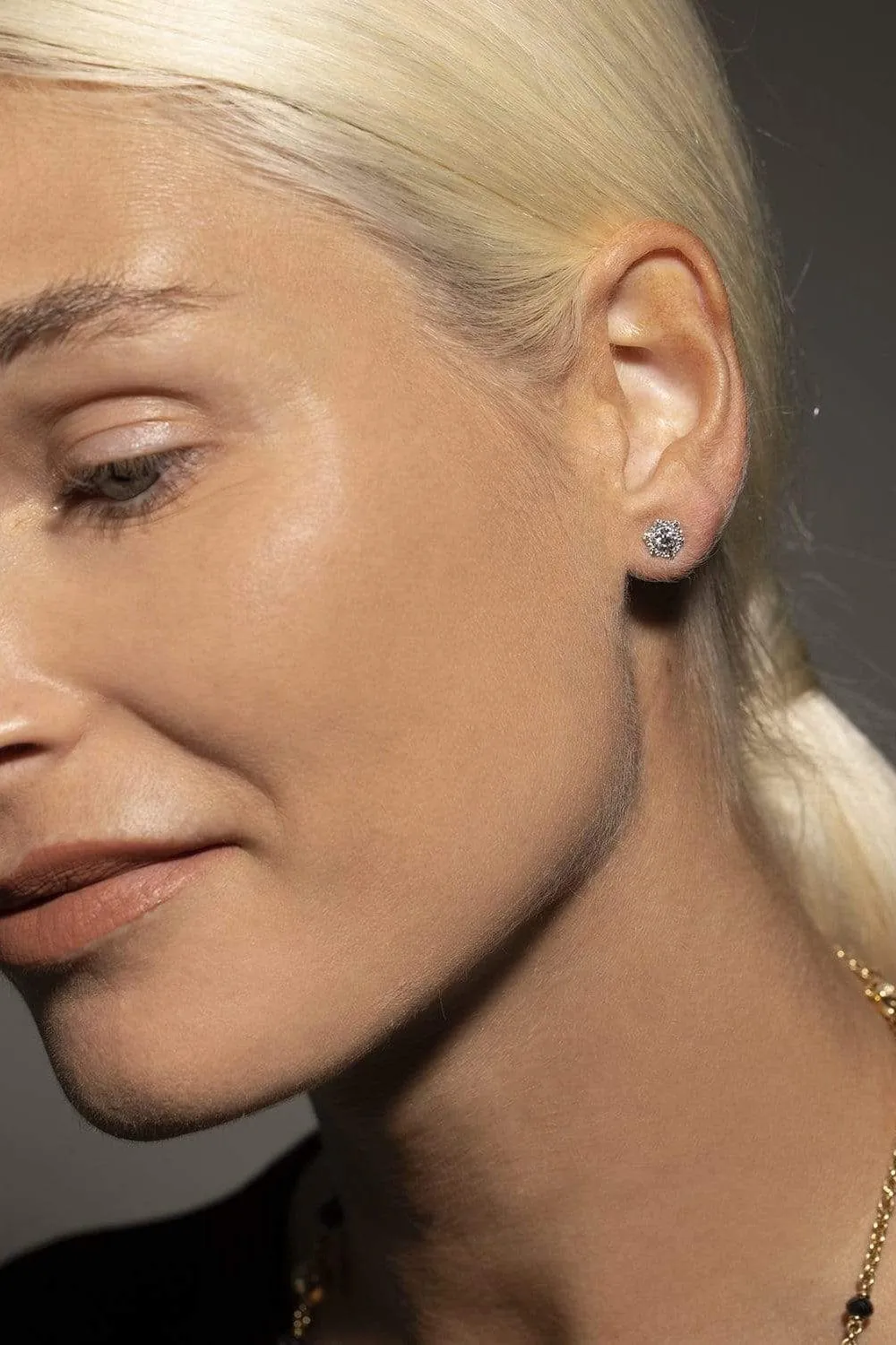 Diamond Hexagonal Stud Earrings