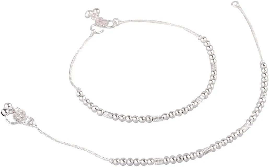Efulgenz Oxidized Silver Anklets Indian Indian Jewelry Boho Anklets Barefoot Sandals Ankle Bracelet Payal Anklet Set for Women