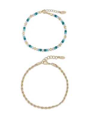 Explore More Collection - Seaside Turquoise and Pearl Anklet Set