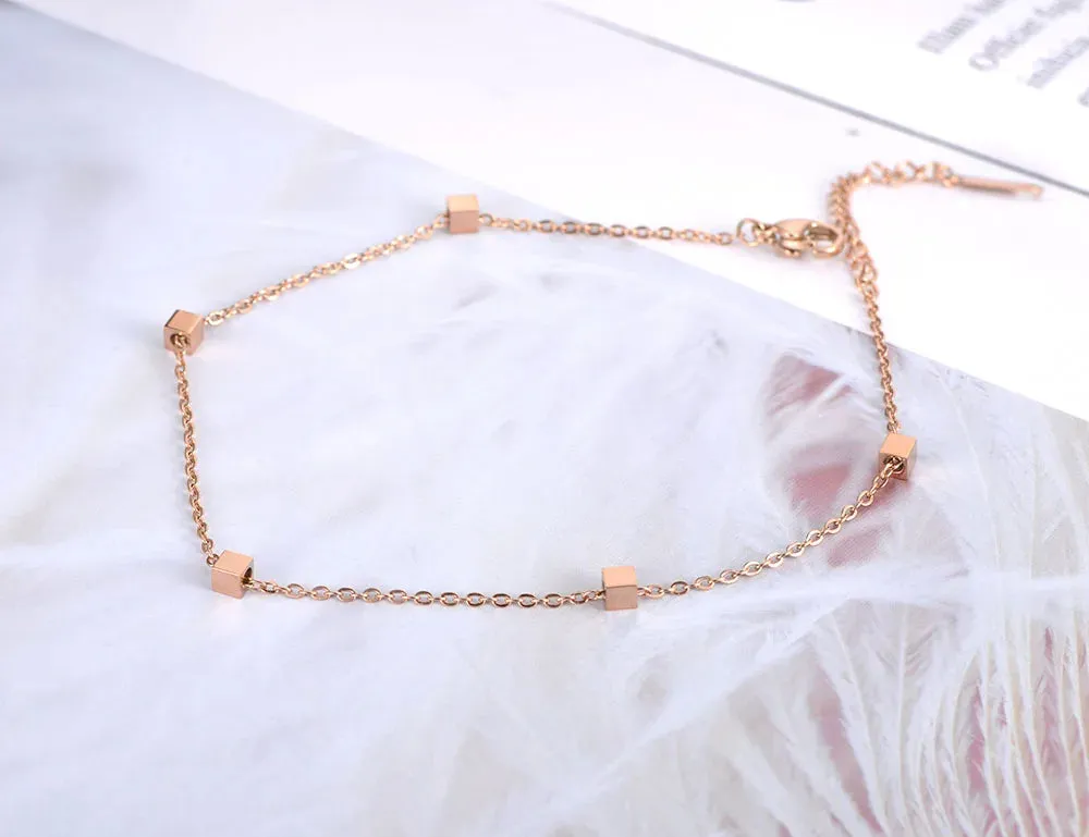 Fashion Geometric Square Charm Chain Anklets For Women