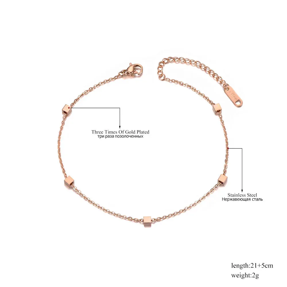 Fashion Geometric Square Charm Chain Anklets For Women