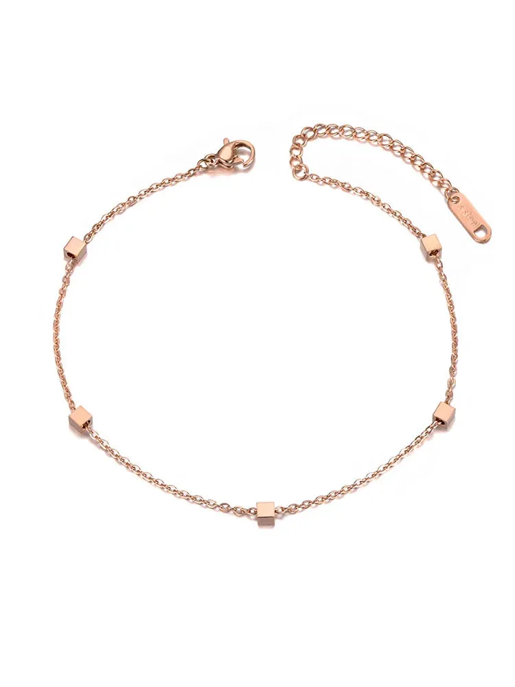 Fashion Geometric Square Charm Chain Anklets For Women