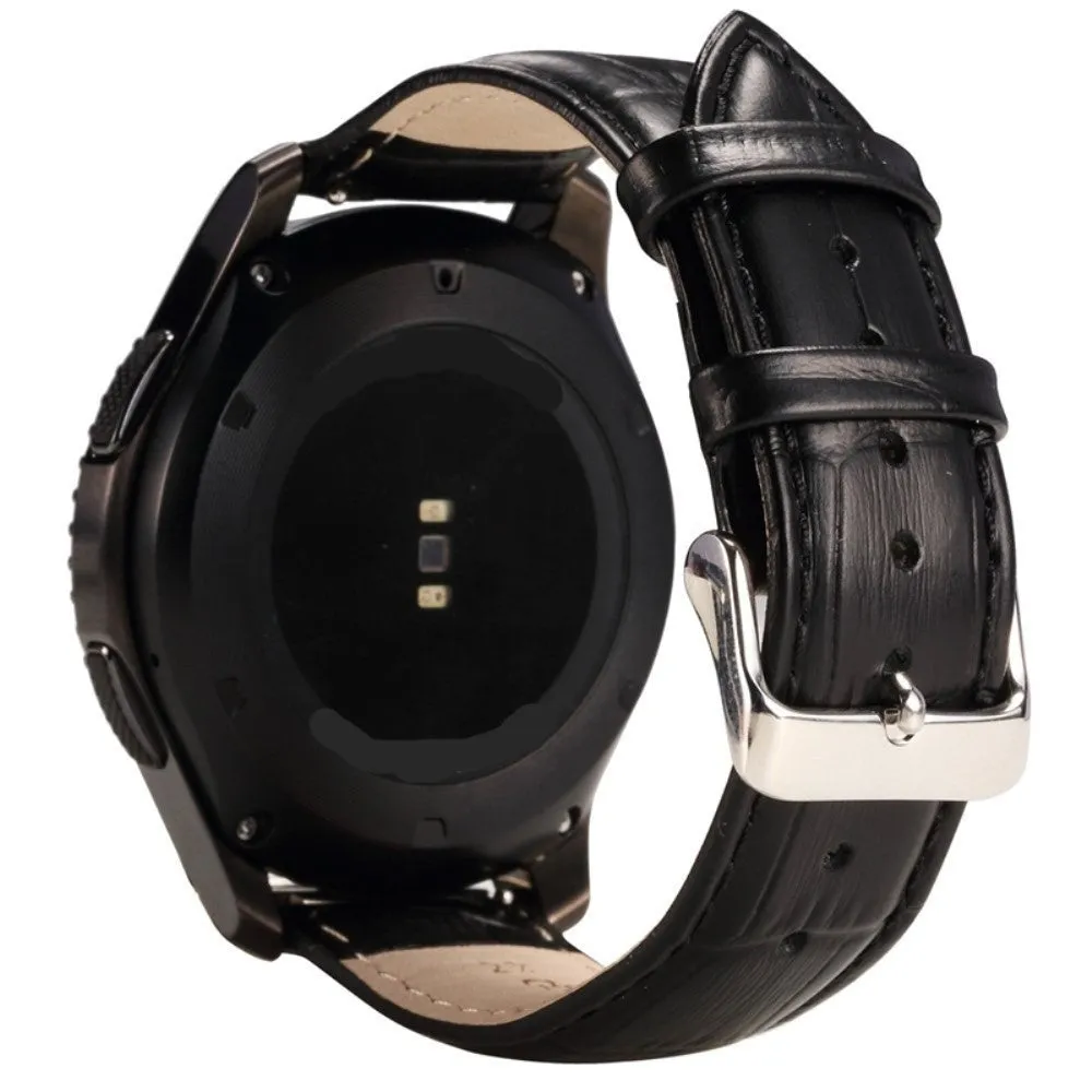 Faux leather watch strap in crocodile look with pin buckle (22mm) - black