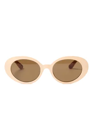 Faux Tortoiseshell Cream Oval Sunglasses