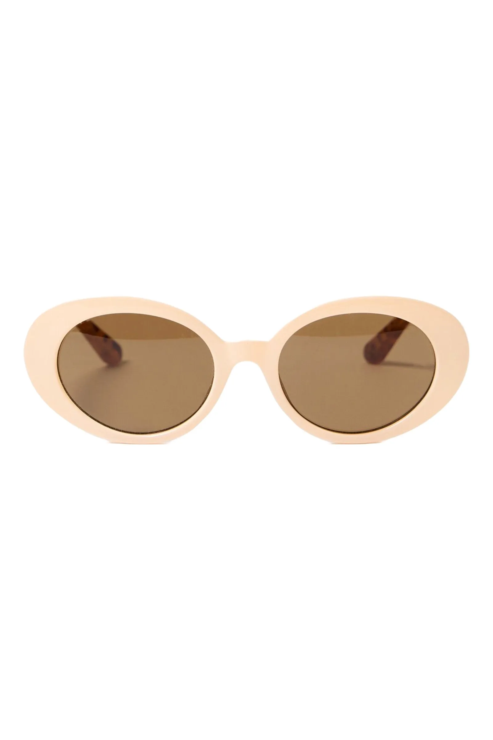 Faux Tortoiseshell Cream Oval Sunglasses