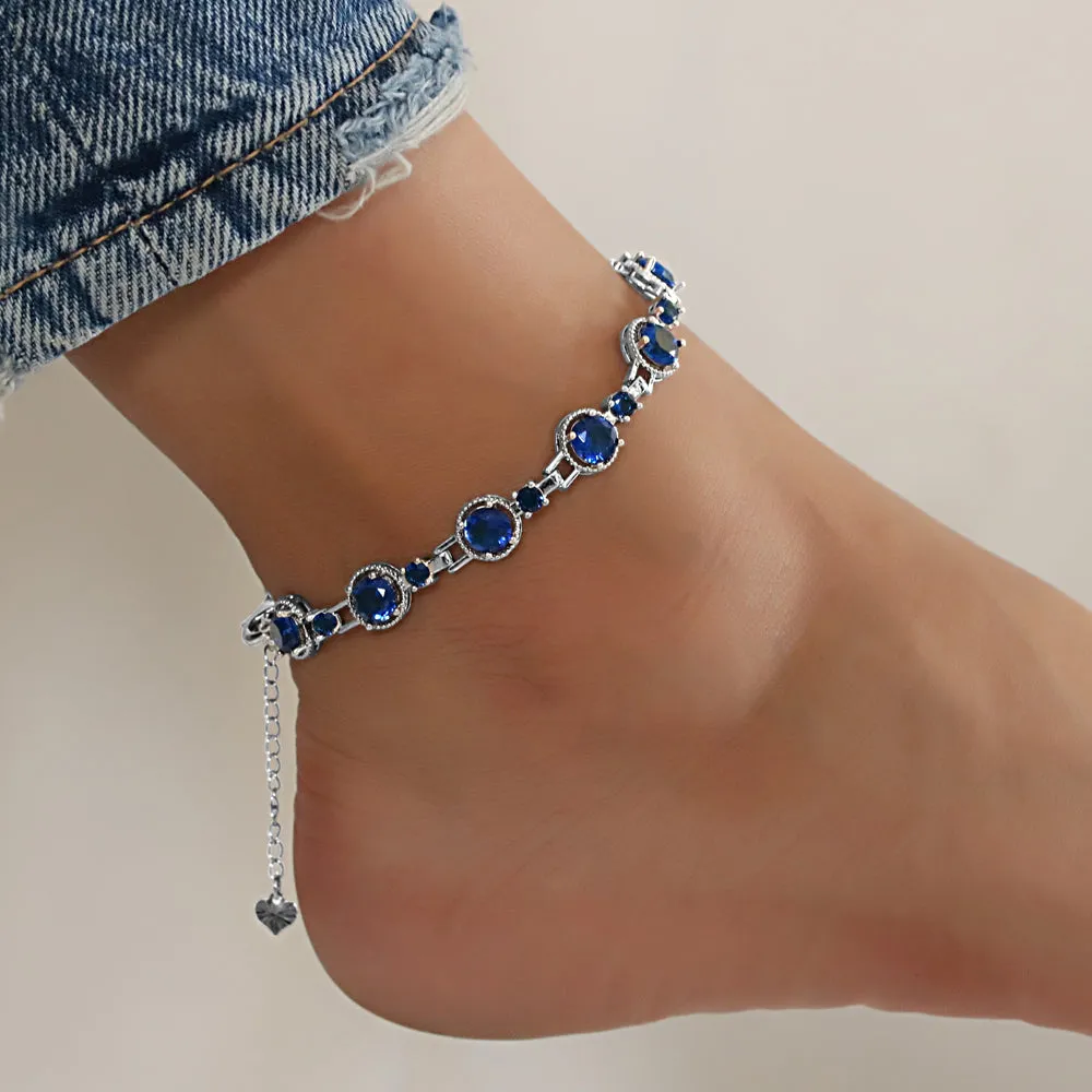 Full Stones CZ Anklet A 2108 (S) BL