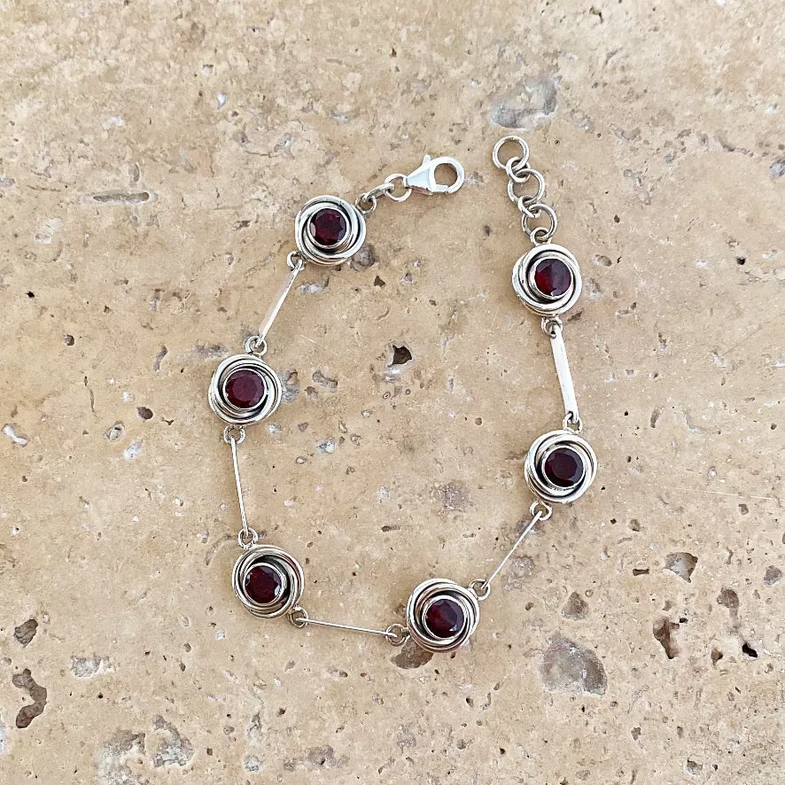 Garnet and Silver Bracelet - Rosa