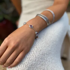Garnet and Silver Bracelet - Rosa