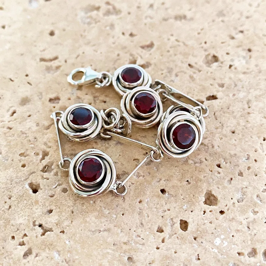 Garnet and Silver Bracelet - Rosa