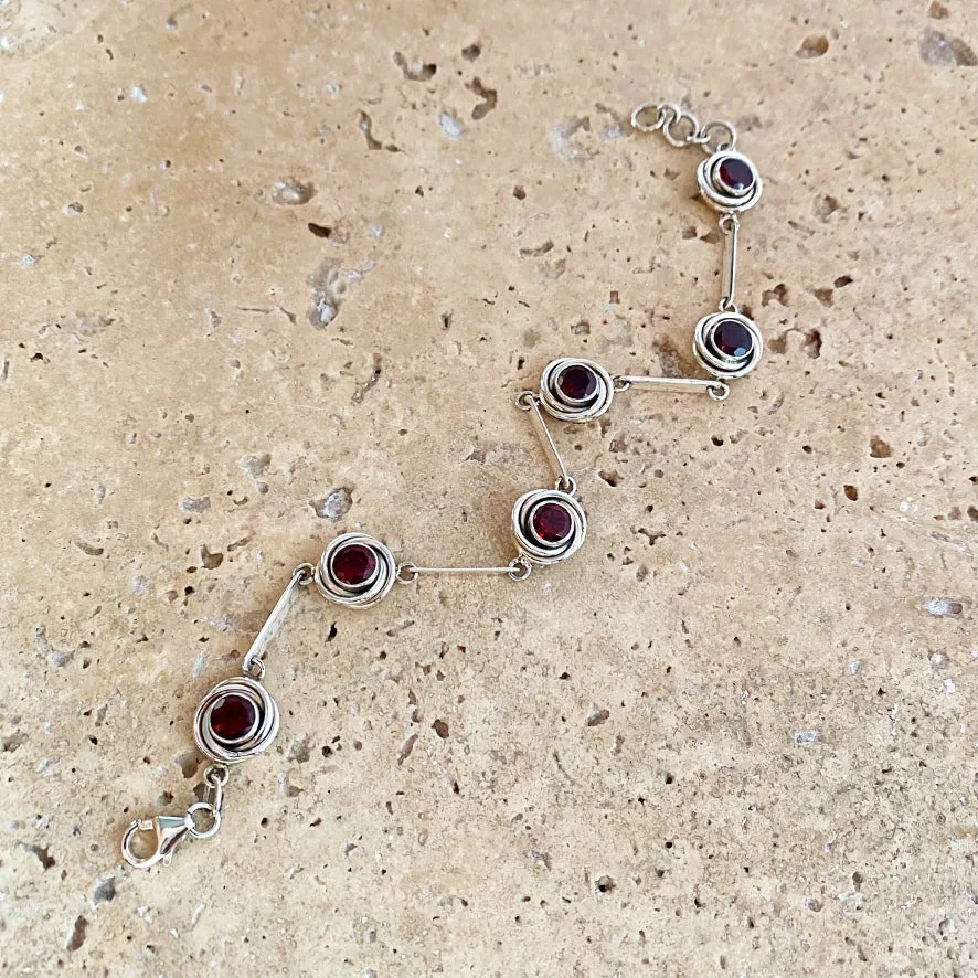 Garnet and Silver Bracelet - Rosa