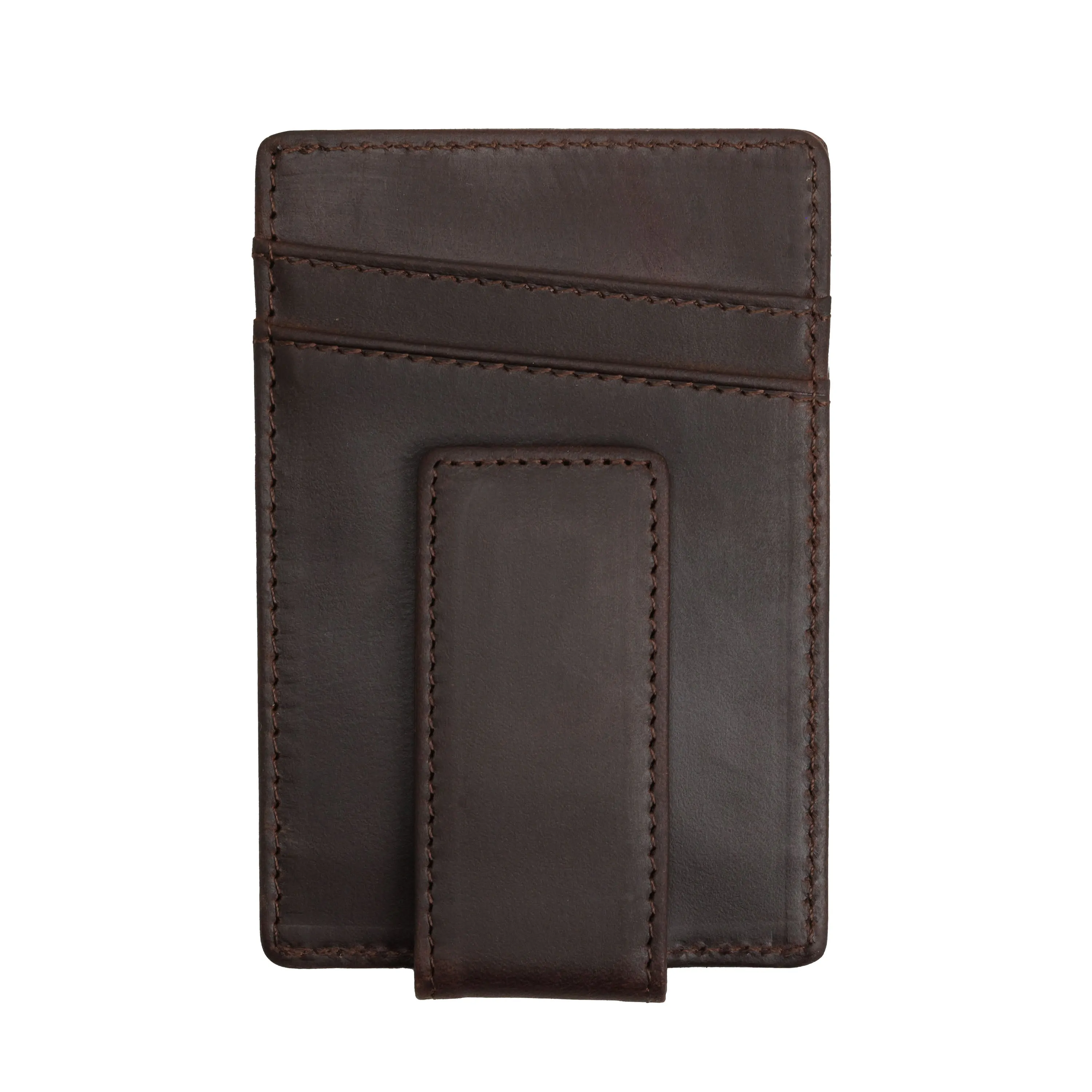 Genuine Leather Money Clip | Brown with ID
