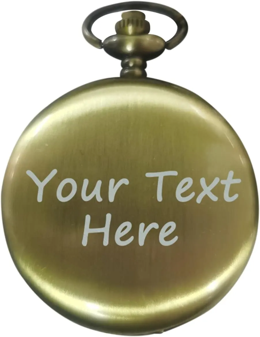 Godchoices Personalized Pocket Watch Custom Photo Pocket Watch with Chain for Men/Women Engraved with Any Words, Personalized Photo Gift for Father and Boyfriend