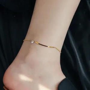 Gold Color Simple Fashion Zirconia Anklet for Women