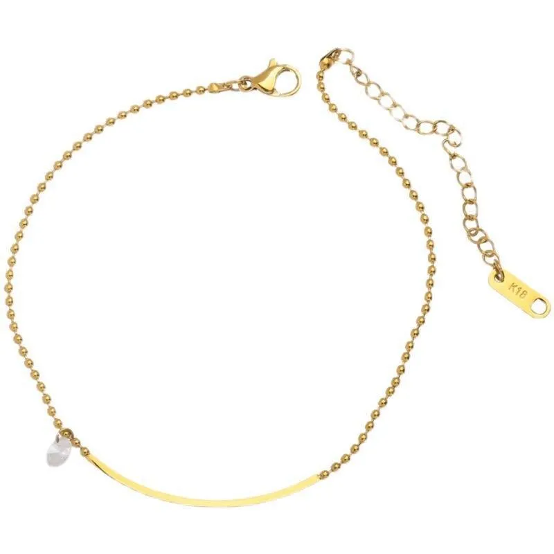 Gold Color Simple Fashion Zirconia Anklet for Women