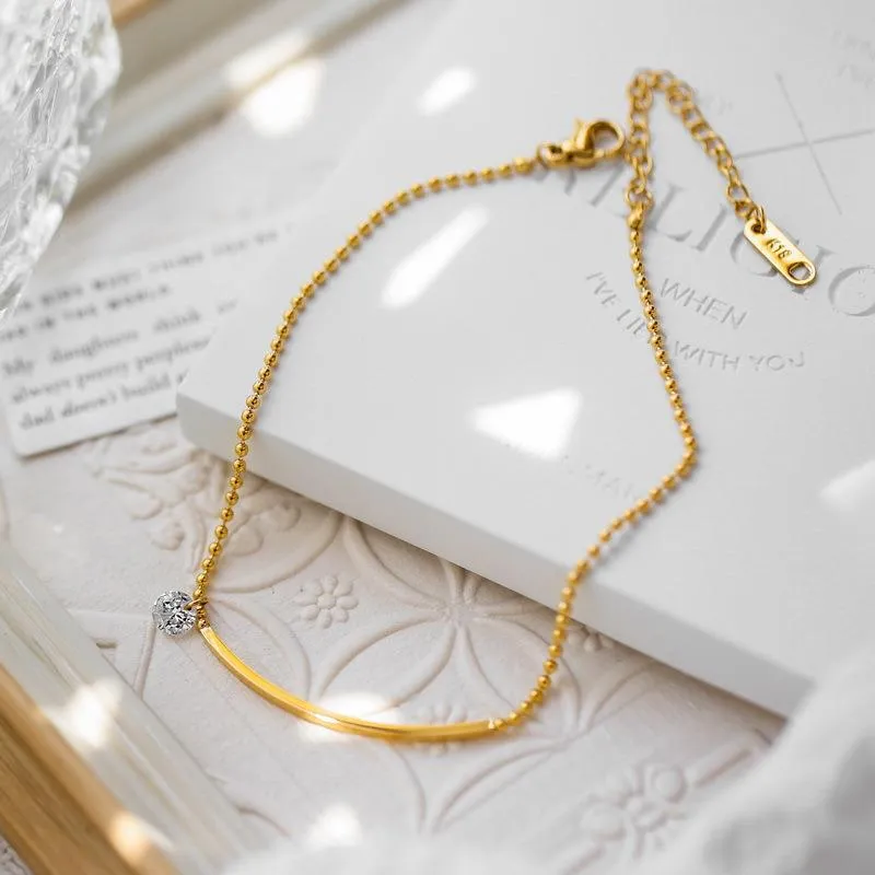 Gold Color Simple Fashion Zirconia Anklet for Women