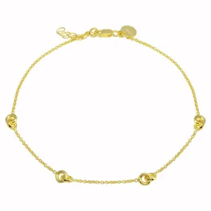 Gold Plated 925 Sterling Silver Knotted Anklets - DIA00005GP