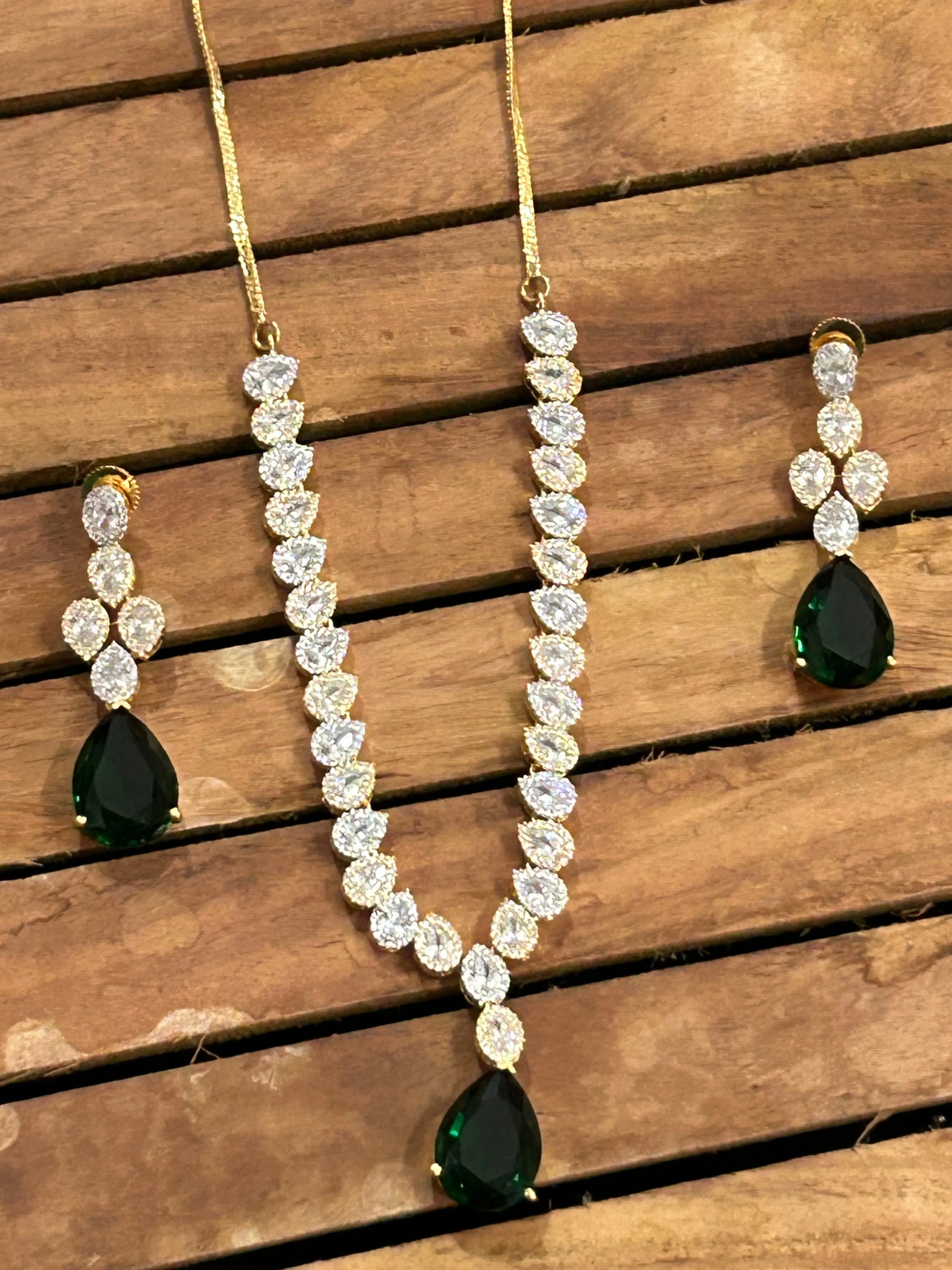 Green American Diamond Necklace