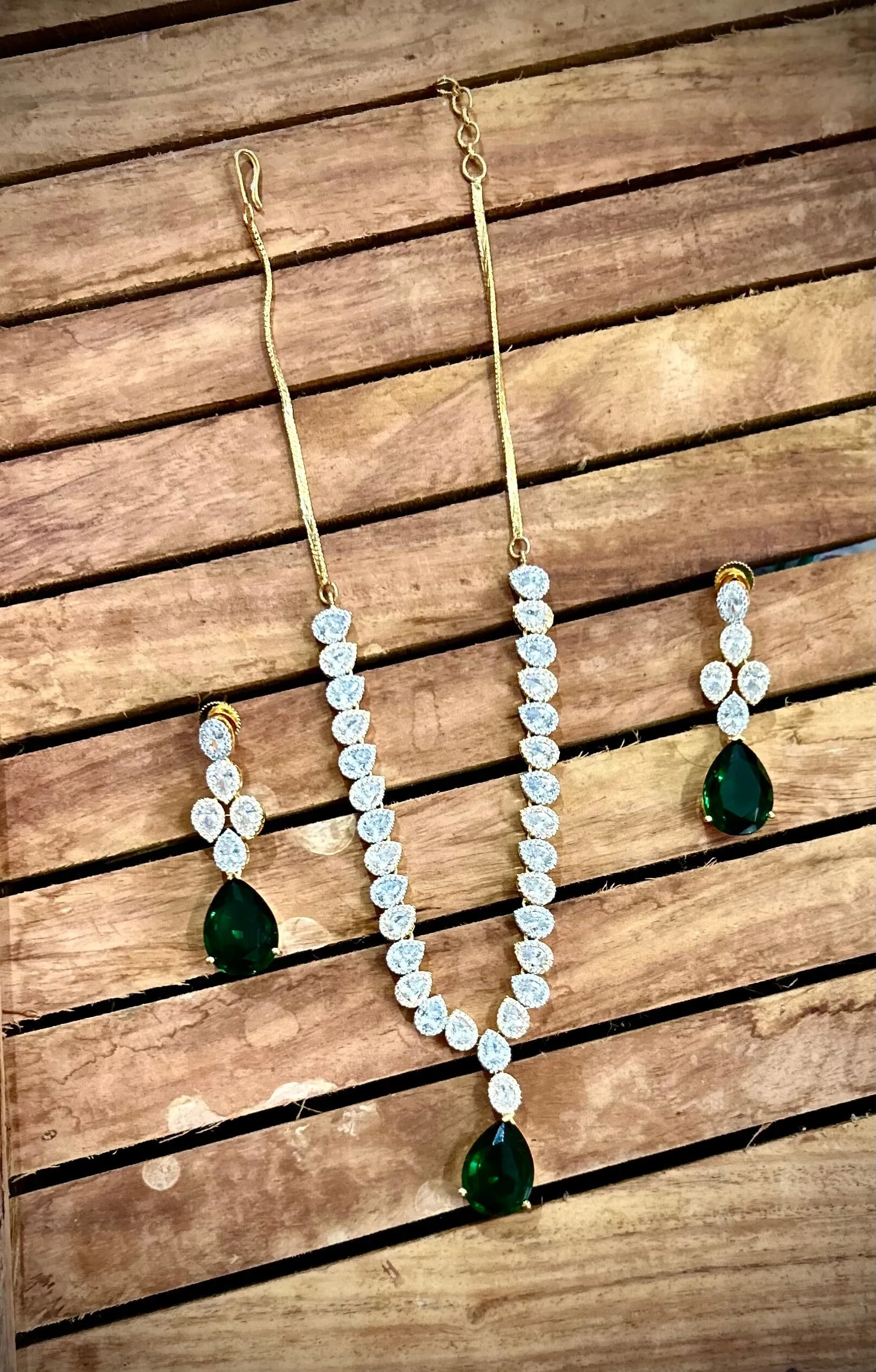 Green American Diamond Necklace