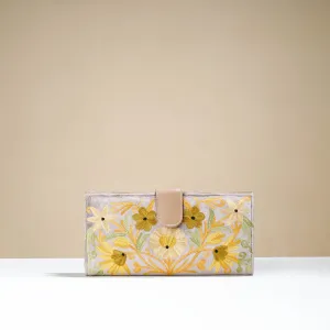 Grey - Original Chain Stitch Embroidery Leather & Velvet Wallet