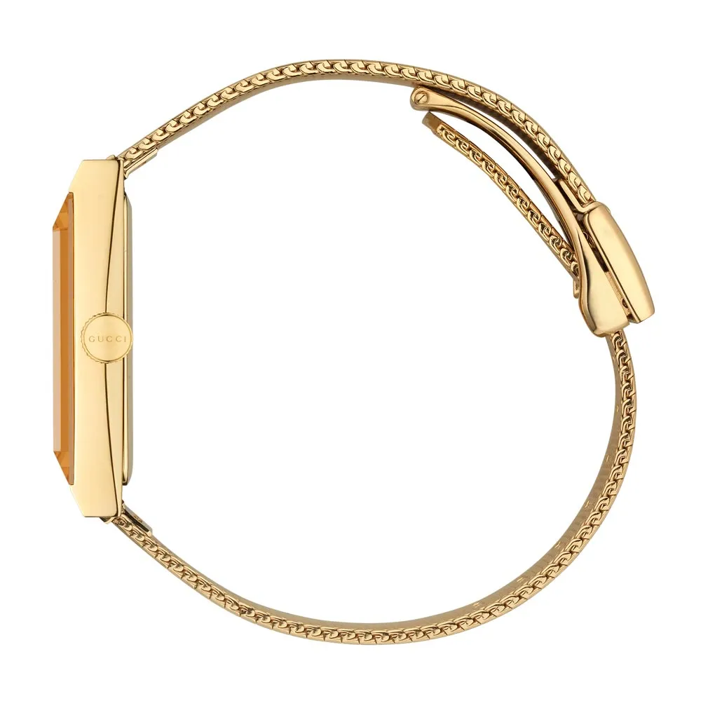 Gucci G-Frame Rectangular MOP Dial Gold PVD Stainless Steel Ladies Watch YA147410