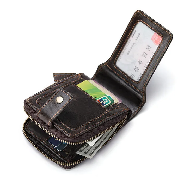 GWA018 - Ming Clan Cowhide Dark Brown Leather Wallet