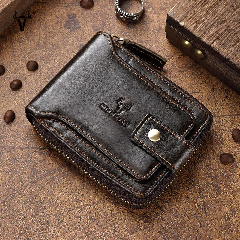 GWA018 - Ming Clan Cowhide Dark Brown Leather Wallet
