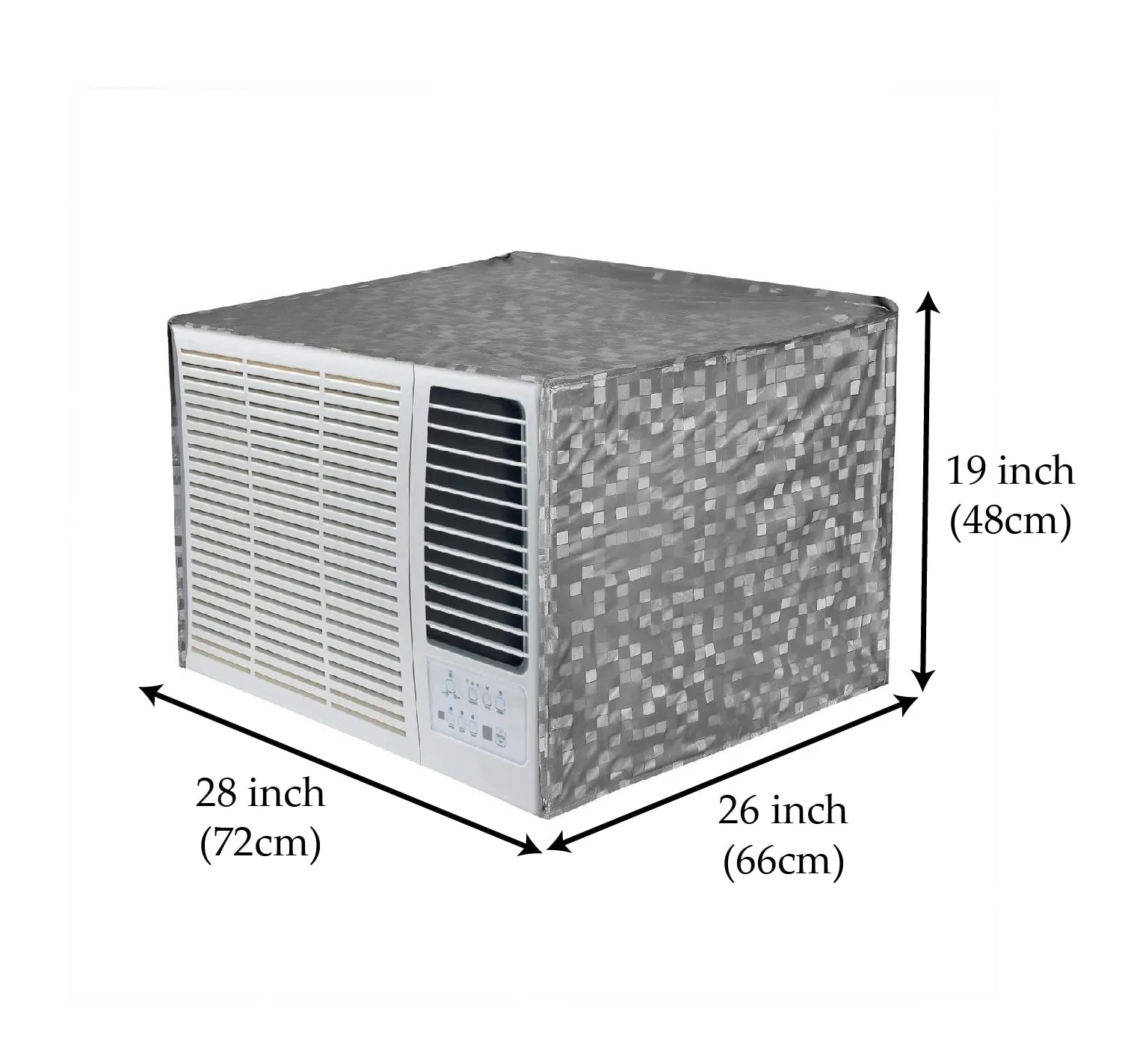 Heart Home PVC Check Print Dustproof Window A/C Cover for Outdoor for 1.5 Ton (Grey) 54HH3901.