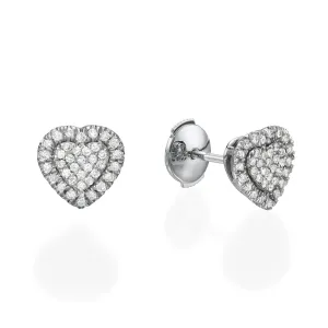Heart Shaped Diamond Cluster Earrings