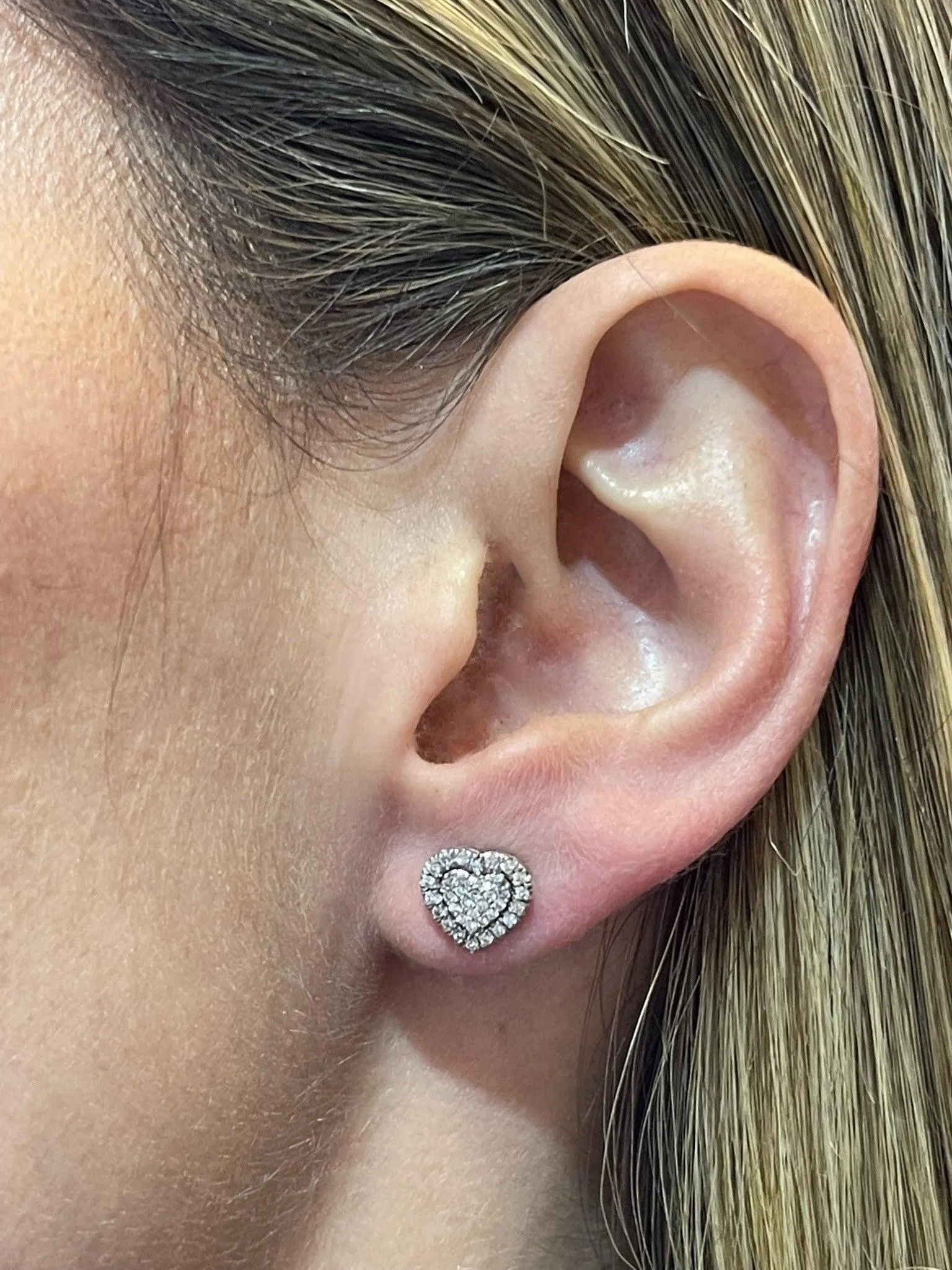 Heart Shaped Diamond Cluster Earrings