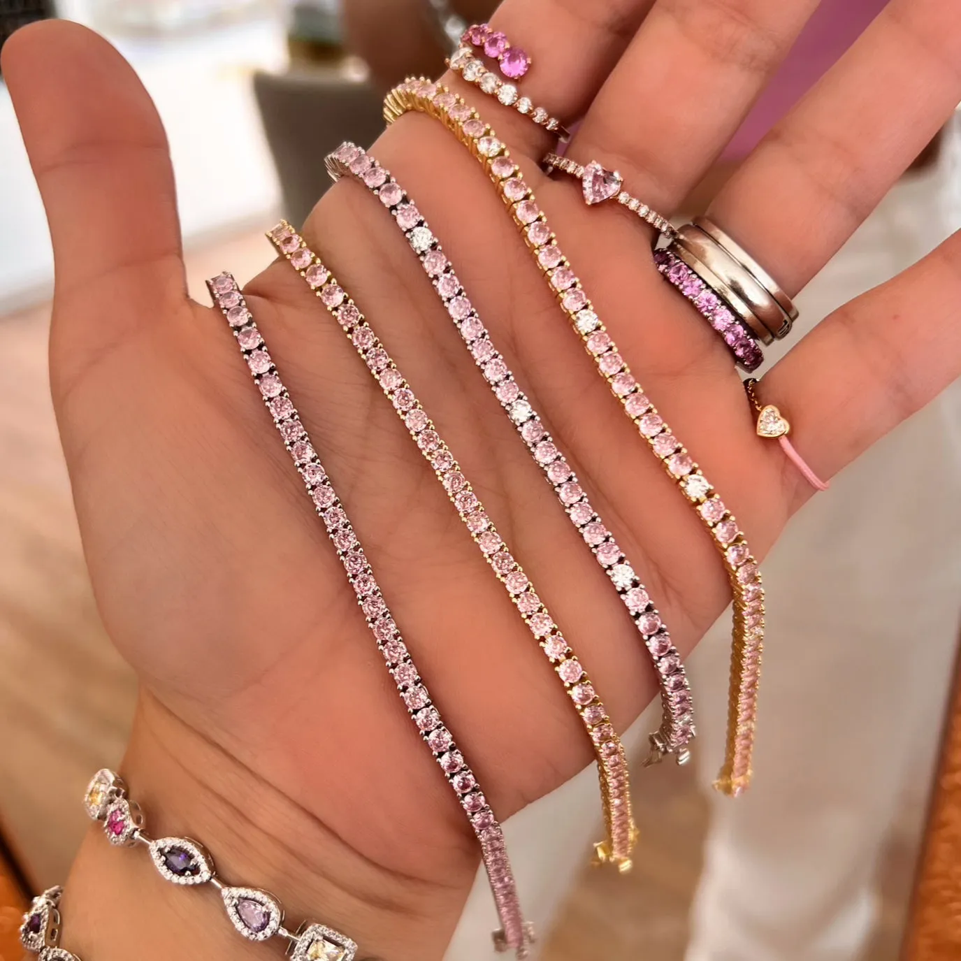 Ibiza Pink CZ’s 4 Prong Tennis Bracelet