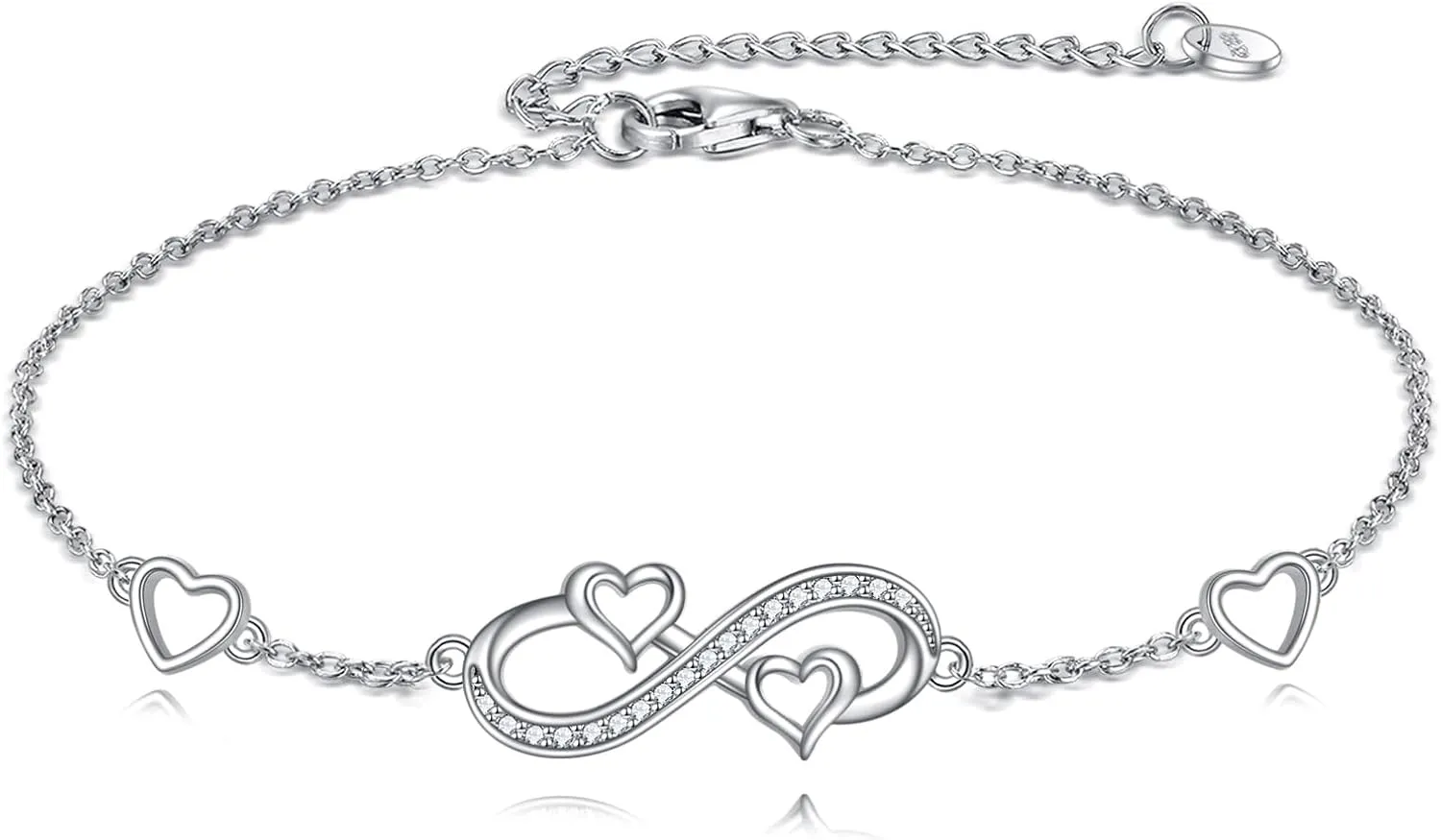 Infinity Anklet for Women Sterling Silver Cubic Zirconia Infinity Heart boho Anklets Jewellery Gifts for Women