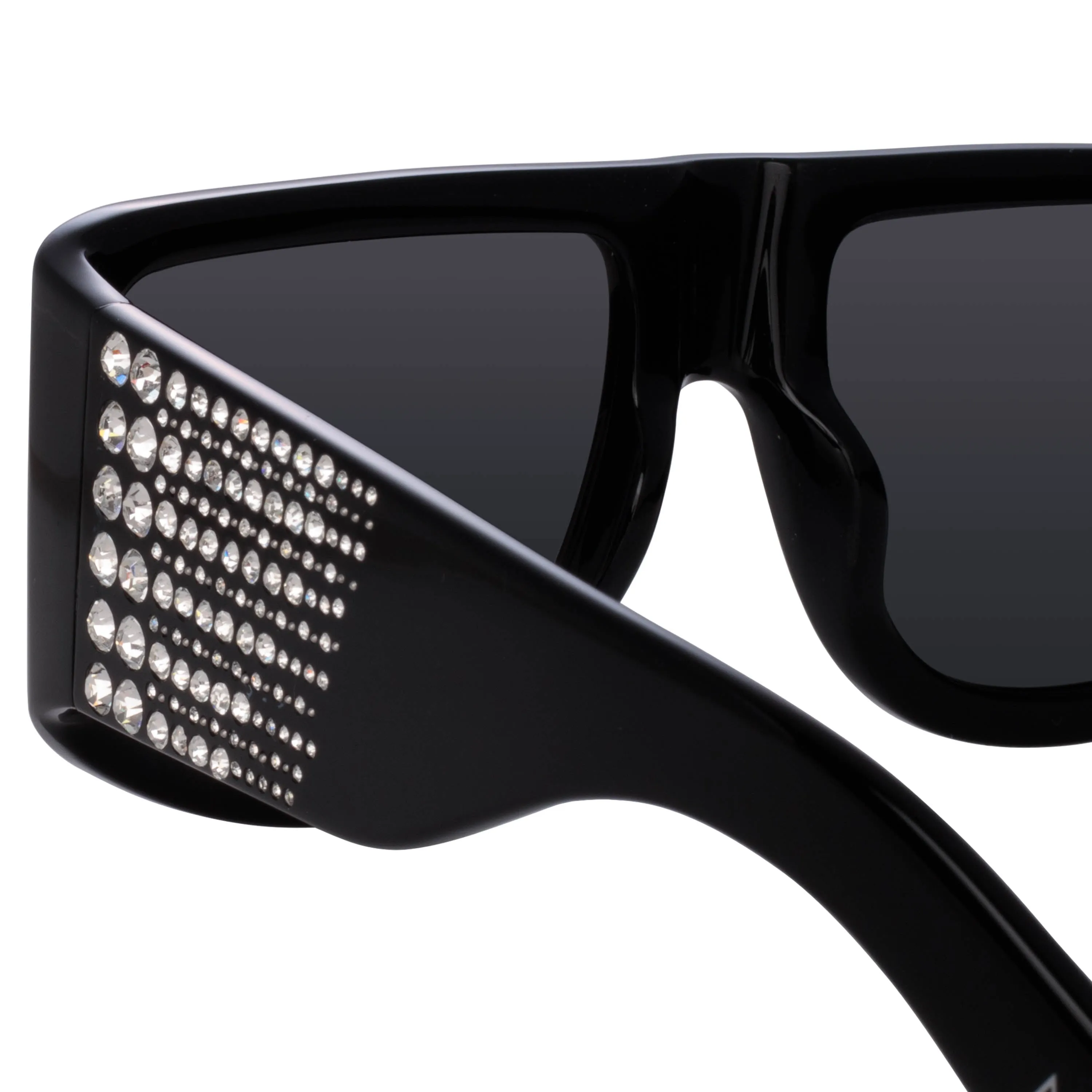 'IT Girl' with Crystals, Oversized Sunglasses in Black | NUE STUDIO x LINDA FARROW